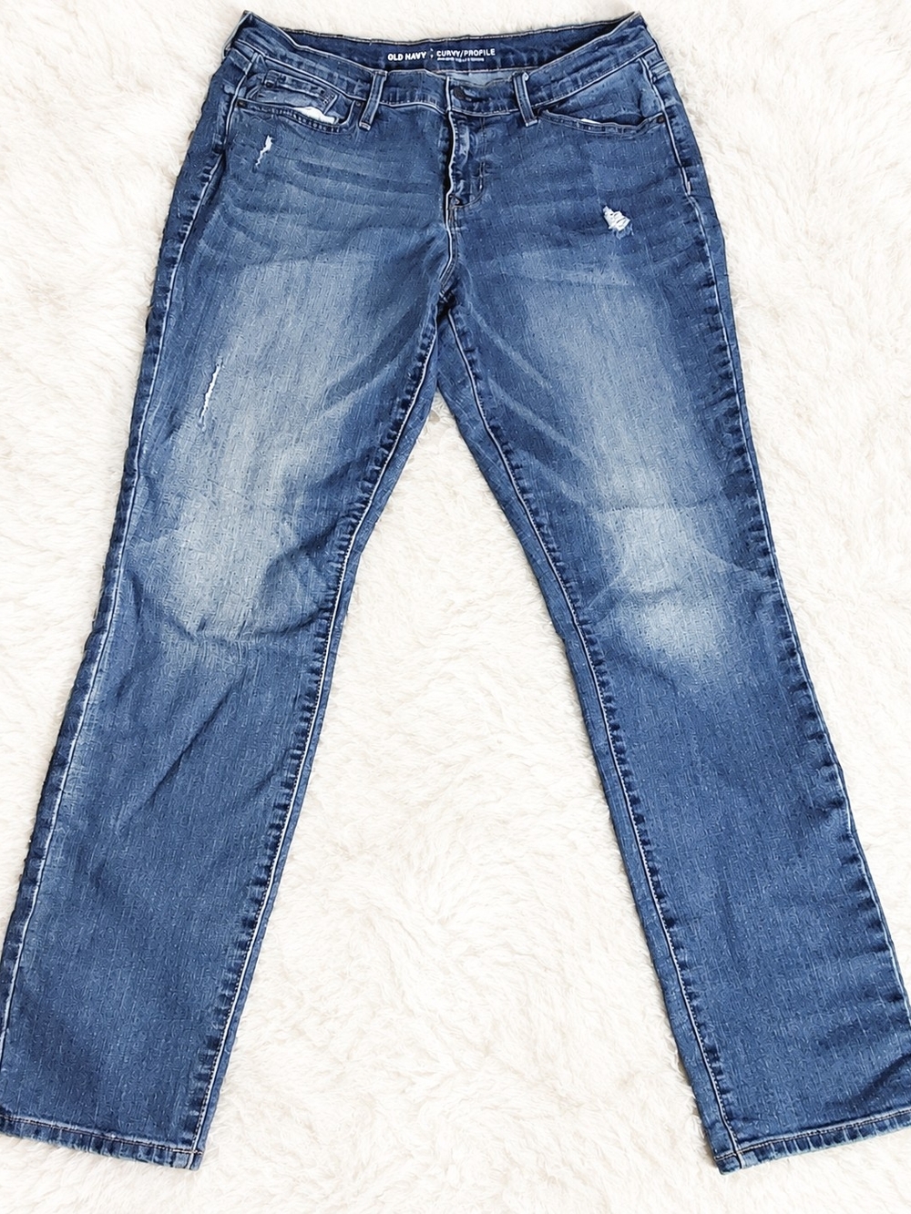 Old Navy Women’s Blue Boot-Cut Jeans with Light Distressing